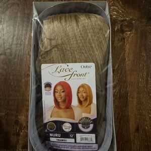 Synthetic Lace Front Wig - 12” blonde bob with curtain bangs